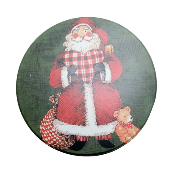 🎅 🏁Vtg Santa Nesting Tins Set of 3 Plaid Christmas Cookie Storage Farmhouse 🎁 - Picture 13 of 16